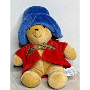Eden Paddington Bear Plush Stuffed Animal Blue Hat Red Coat Vintage